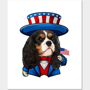 Fourth of July Cavalier King Charles Spaniel Posters and Art